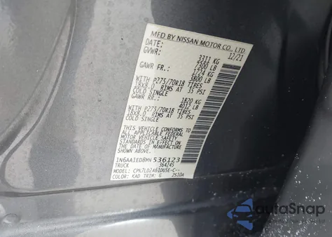 2021 Nissan Titan Pro-4X 4X4 from USA, damaged, VIN 1N6AA1ED8MN536123